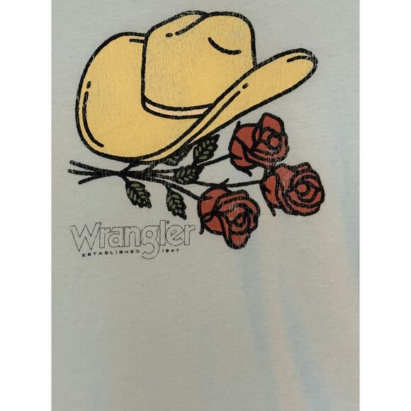 Wrangler Women's Cowboy Hat & Roses Graphic Tee - M Soft cotton Blue - Picture 3 of 7